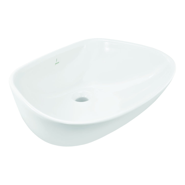 Jaquar Arc 380Mm White Ceramic Square Countertop Basin Bathroom Sink